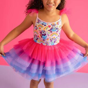 NWT Posh Peanut x Lisa Frank Panda Painter Tutu Dress – Girls 7/8 Rainbow Tulle